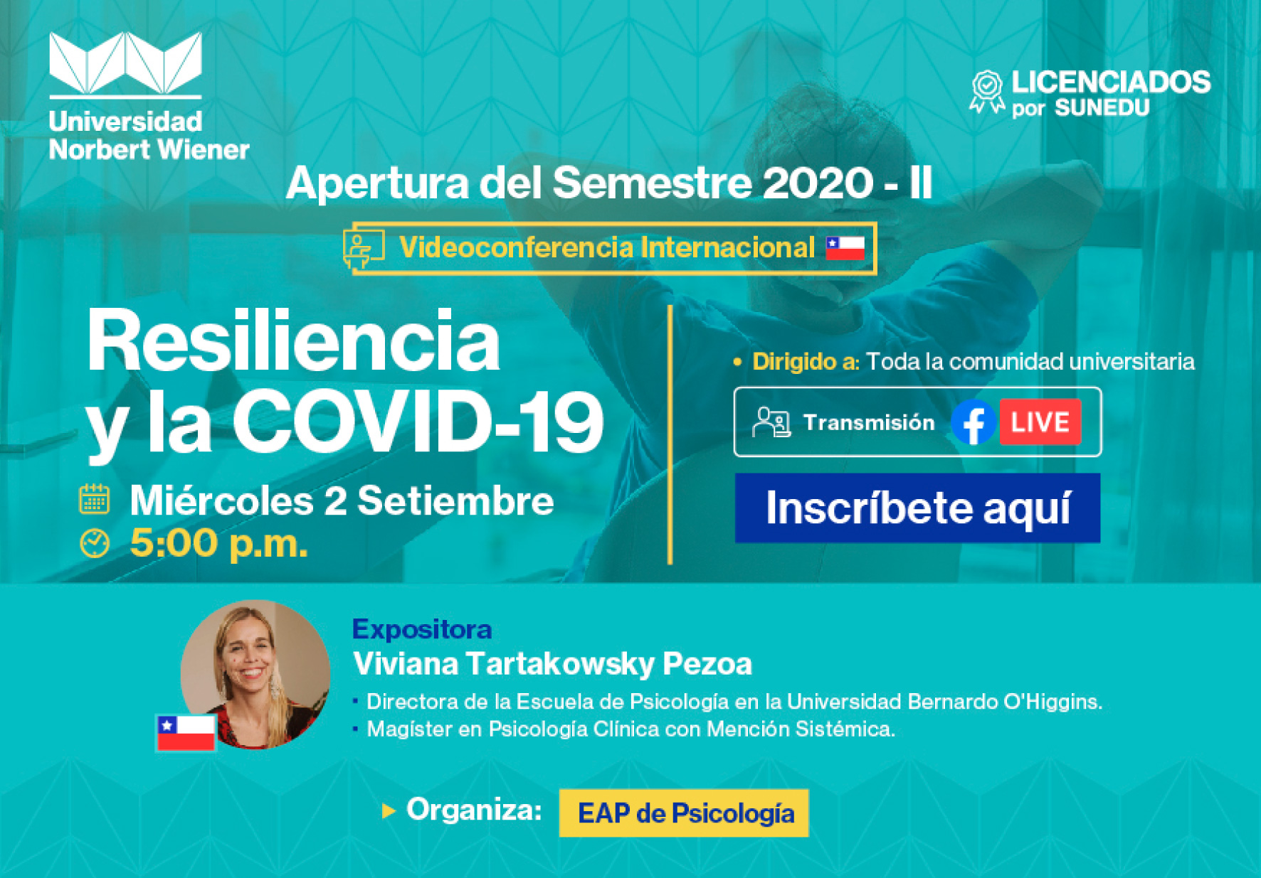 EAP DE PSICOLOGÍA ORGANIZA VIDEOCONFERENCIA INTERNACIONAL SOBRE LA RESILIENCIA Y LA COVID-19