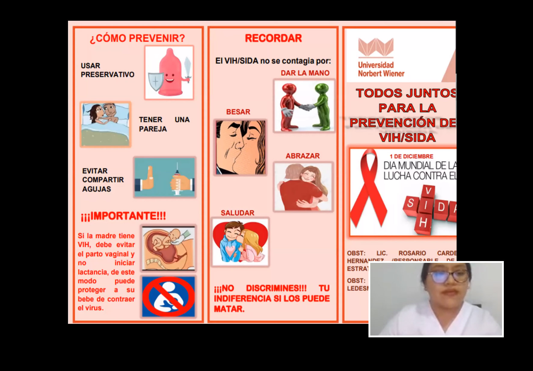 EAP DE OBSTETRICIA REALIZÓ SEGUNDO TALLER VIRTUAL DE PROYECCIÓN SOCIAL SOBRE PROMOCIÓN Y PREVENCIÓN DE LA LUCHA CONTRA EL SIDA