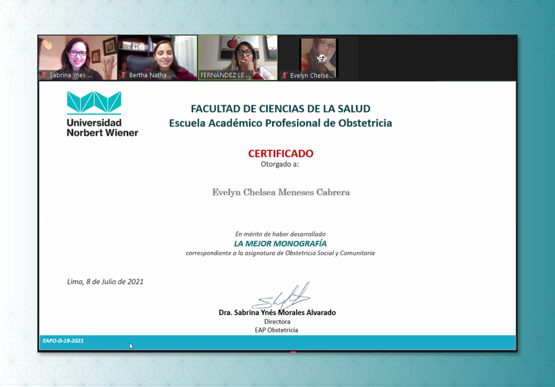 EAP DE OBSTETRICIA PROMUEVE LA INVESTIGACIÓN Y PREMIA LAS MEJORES MONOGRAFÍAS DE SUS ESTUDIANTES