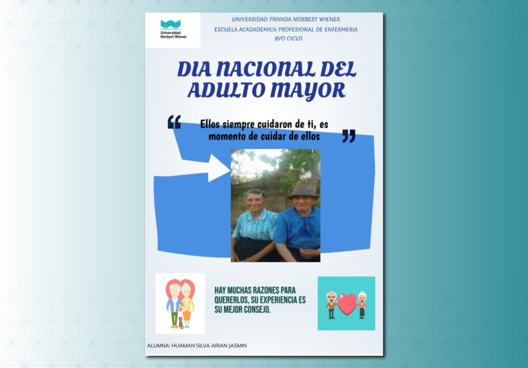 EN EL DÍA NACIONAL DEL ADULTO MAYOR, DOCENTE DE LA EAP DE ENFERMERÍA DA RECOMENDACIONES PARA UN ENVEJECIMIENTO SALUDABLE