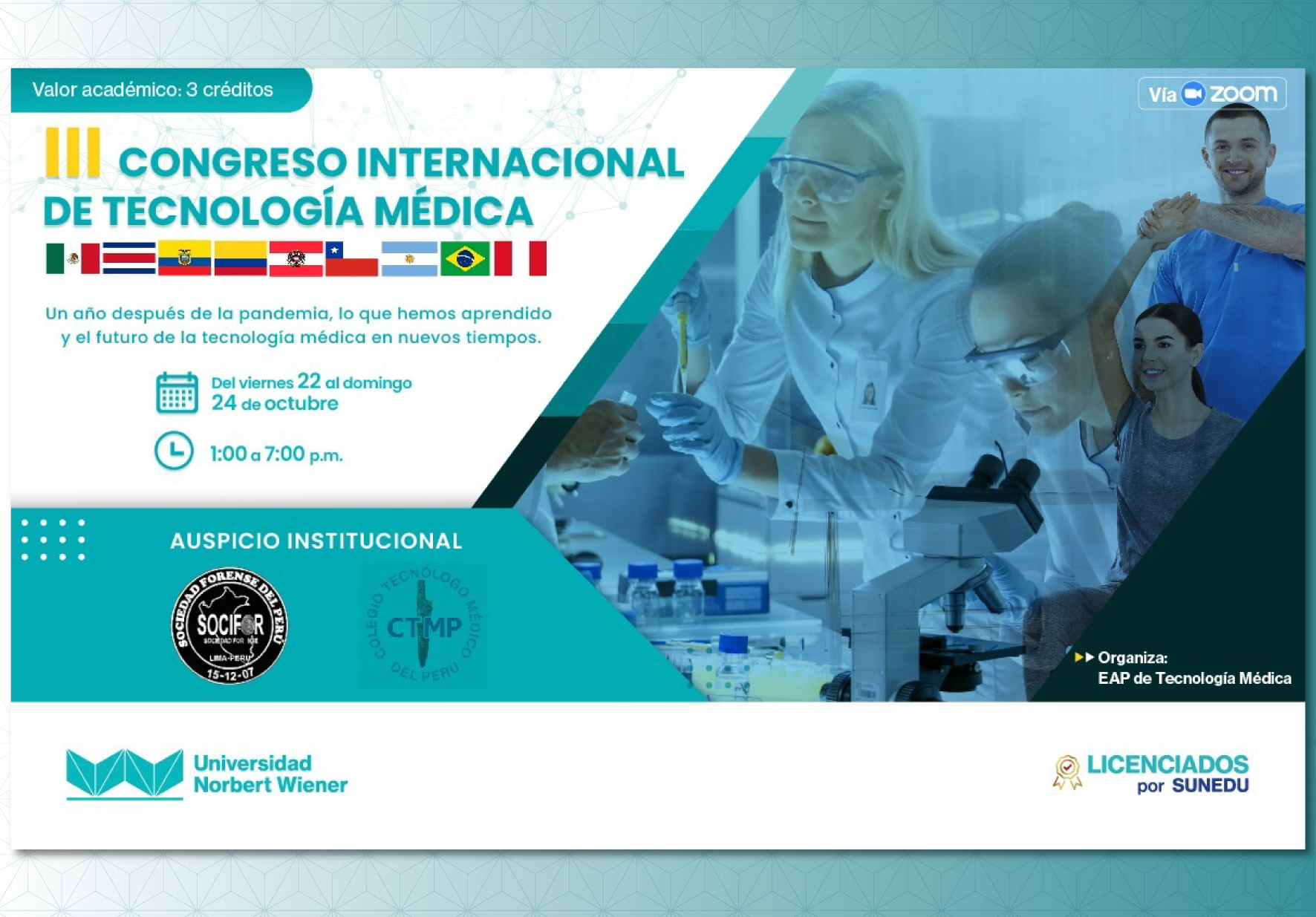 EAP DE TECNOLOGÍA MÉDICA ORGANIZA TERCER CONGRESO INTERNACIONAL DE TECNOLOGÍA MÉDICA CON LA PARTICIPACIÓN DE EXPERTOS EN SALUD