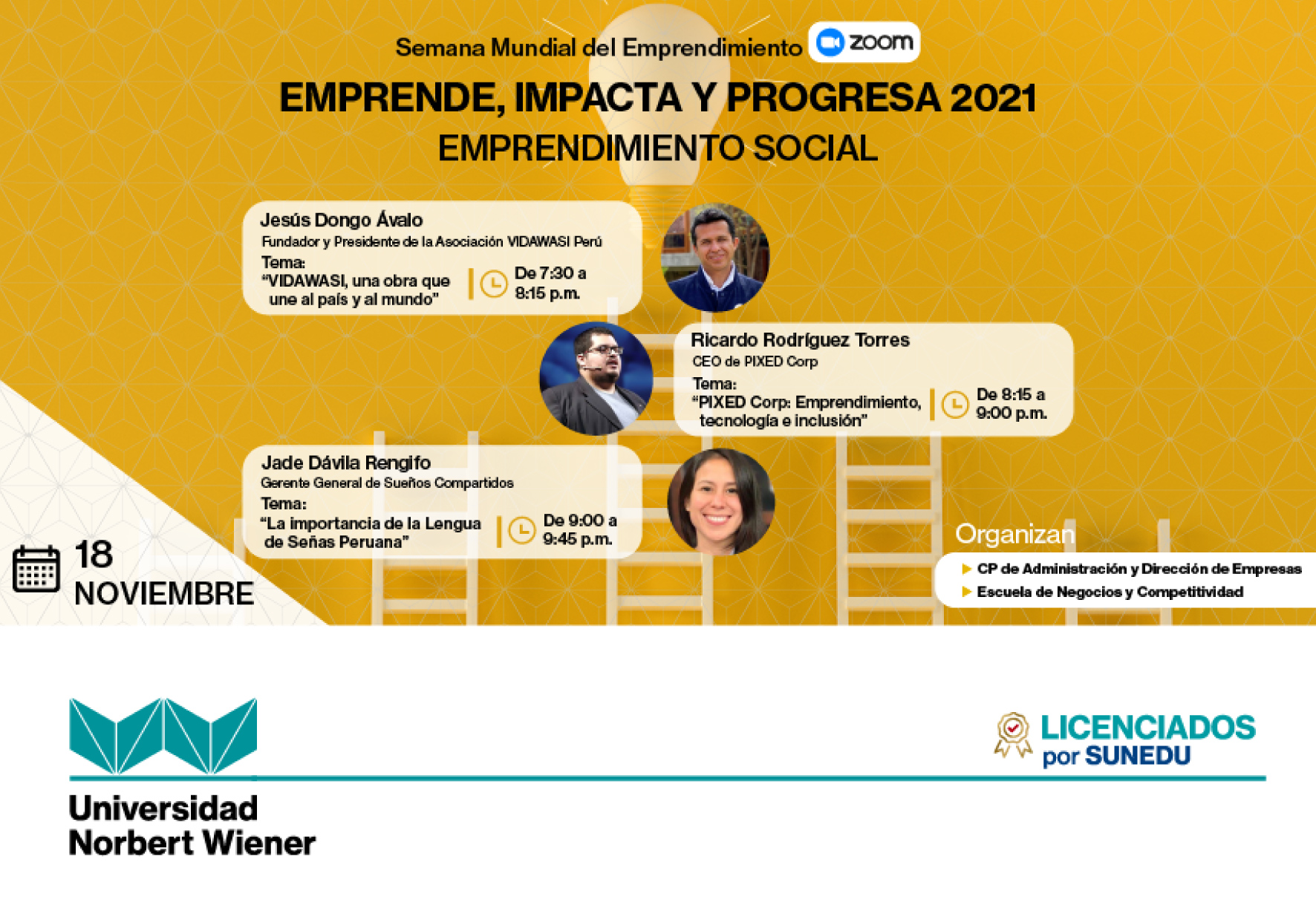 EAP DE NEGOCIOS Y COMPETITIVIDAD REALIZARÁ CICLO DE CONFERENCIAS VIRTUALES CON LA PARTICIPACIÓN DE RECONOCIDOS EMPRENDEDORES PERUANOS