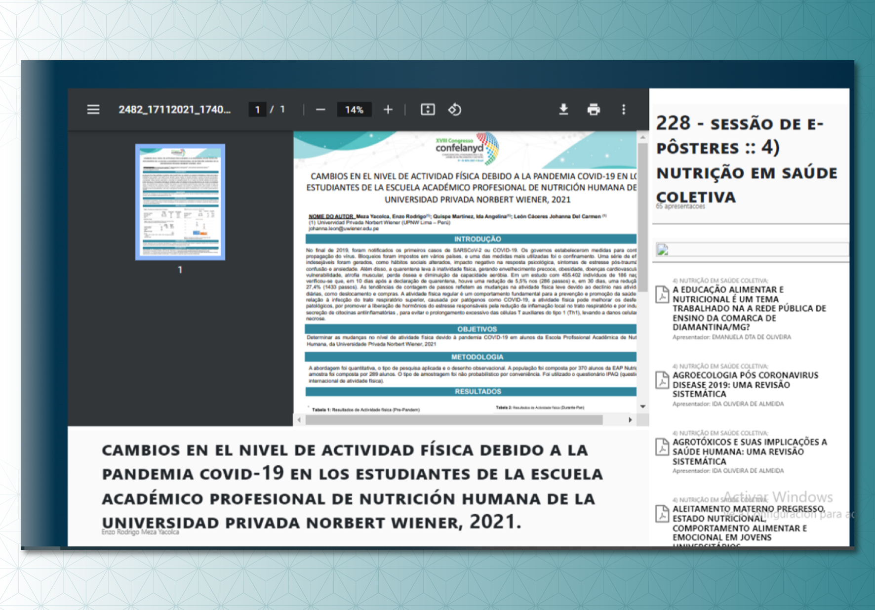 DELEGACIÓN DE LA EAP DE NUTRICIÓN HUMANA PRESENTÓ TRABAJOS DE INVESTIGACIÓN EN CONGRESO ORGANIZADO POR CONFELANYD