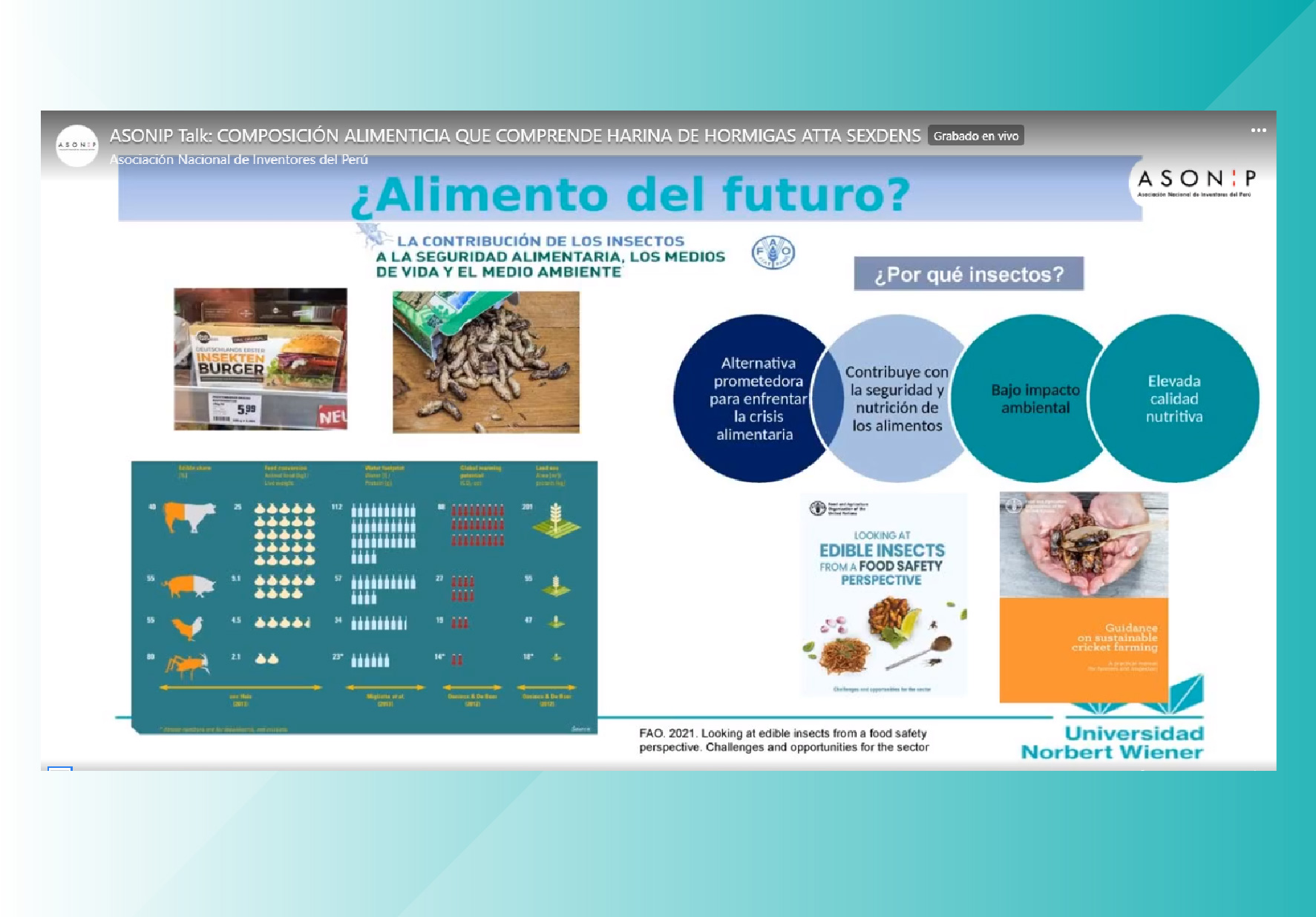 INVENTORES DE LA UNIVERSIDAD NORBERT WIENER PRESENTARON PROYECTO, ÚNICO EN LA INDUSTRIA DE ALIMENTOS, EN ASONIP TALKS