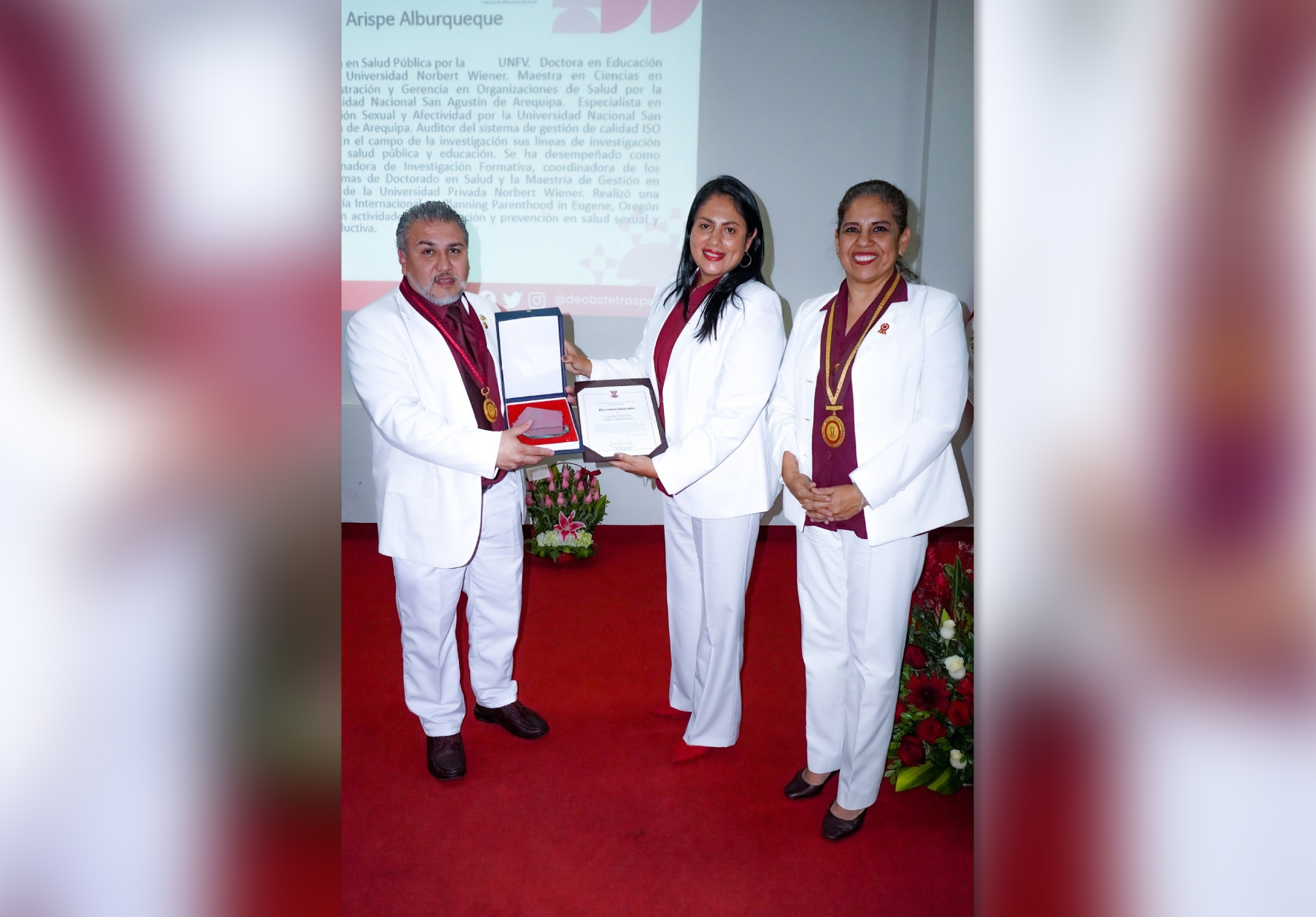 DIRECTORA DE CENTROS DE INVESTIGACIÓN DE  NORBERT WIENER RECIBIÓ RECONOCIMIENTO DEL COLEGIO DE OBSTETRAS DEL PERÚ
