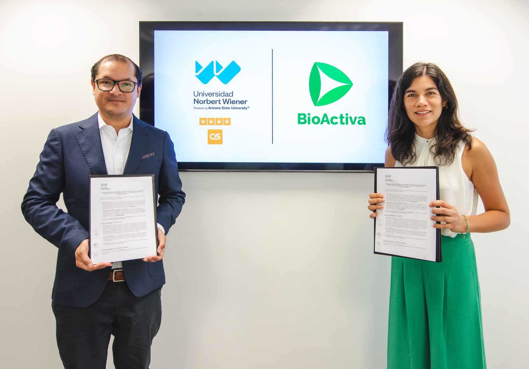 UNIVERSIDAD NORBERT WIENER Y BIOACTIVA SUSCRIBEN CONVENIO MARCO DE COOPERACIÓN INTERINSTITUCIONAL PARA LA INNOVACIÓN COLABORATIVA